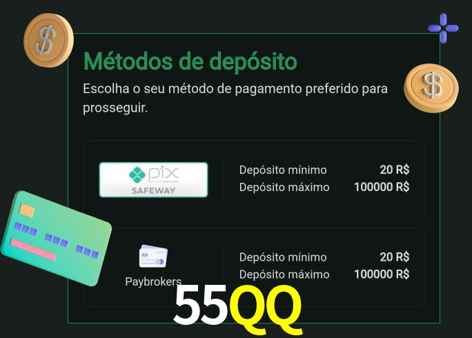 O cassino 55QQ oferece uma grande variedade de métodos de pagamento